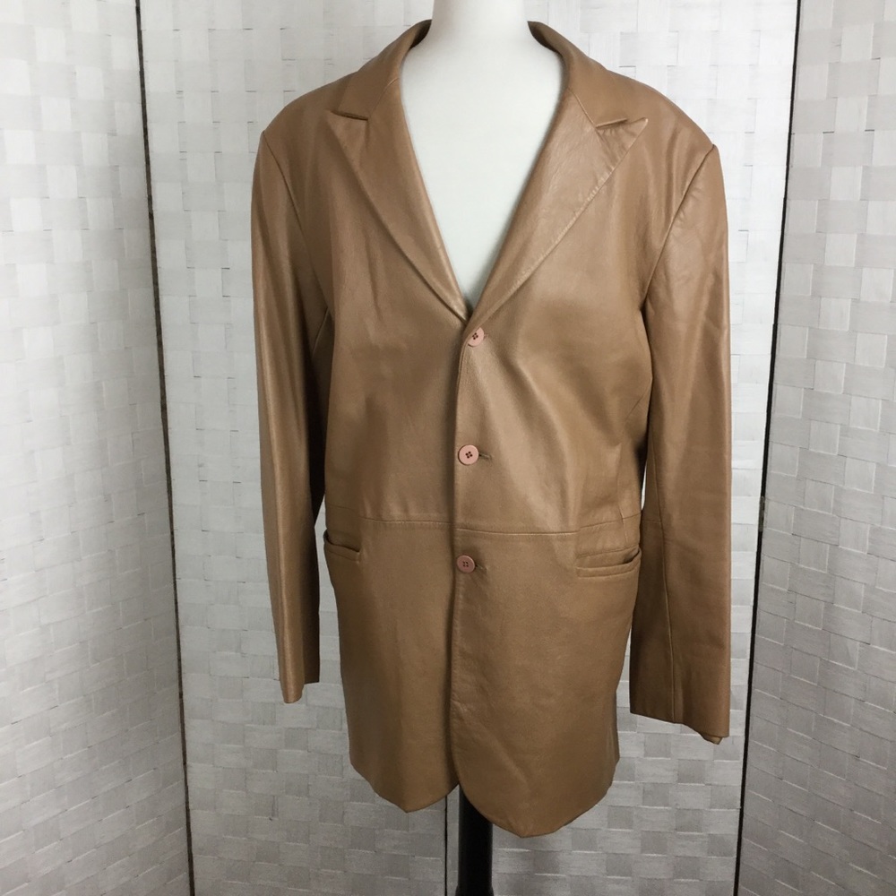 BCBG MAXZARIA Tan Leather Jacket, size 42